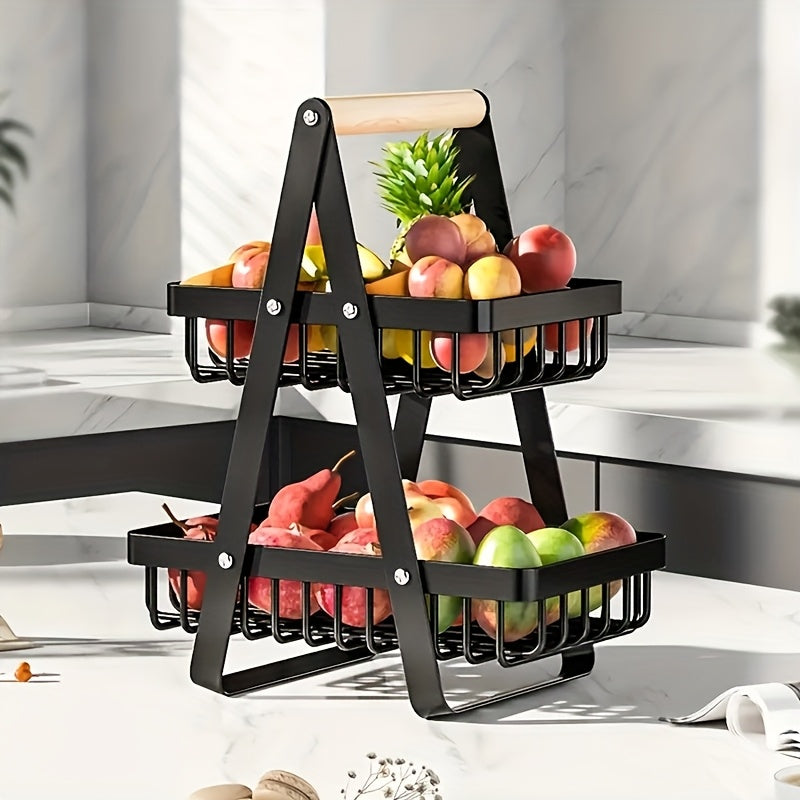 Cestino Portafrutta in Metallo 2/3 Ripiani - Organizer da Cucina Salvaspazio per Frutta, Verdura e Snack