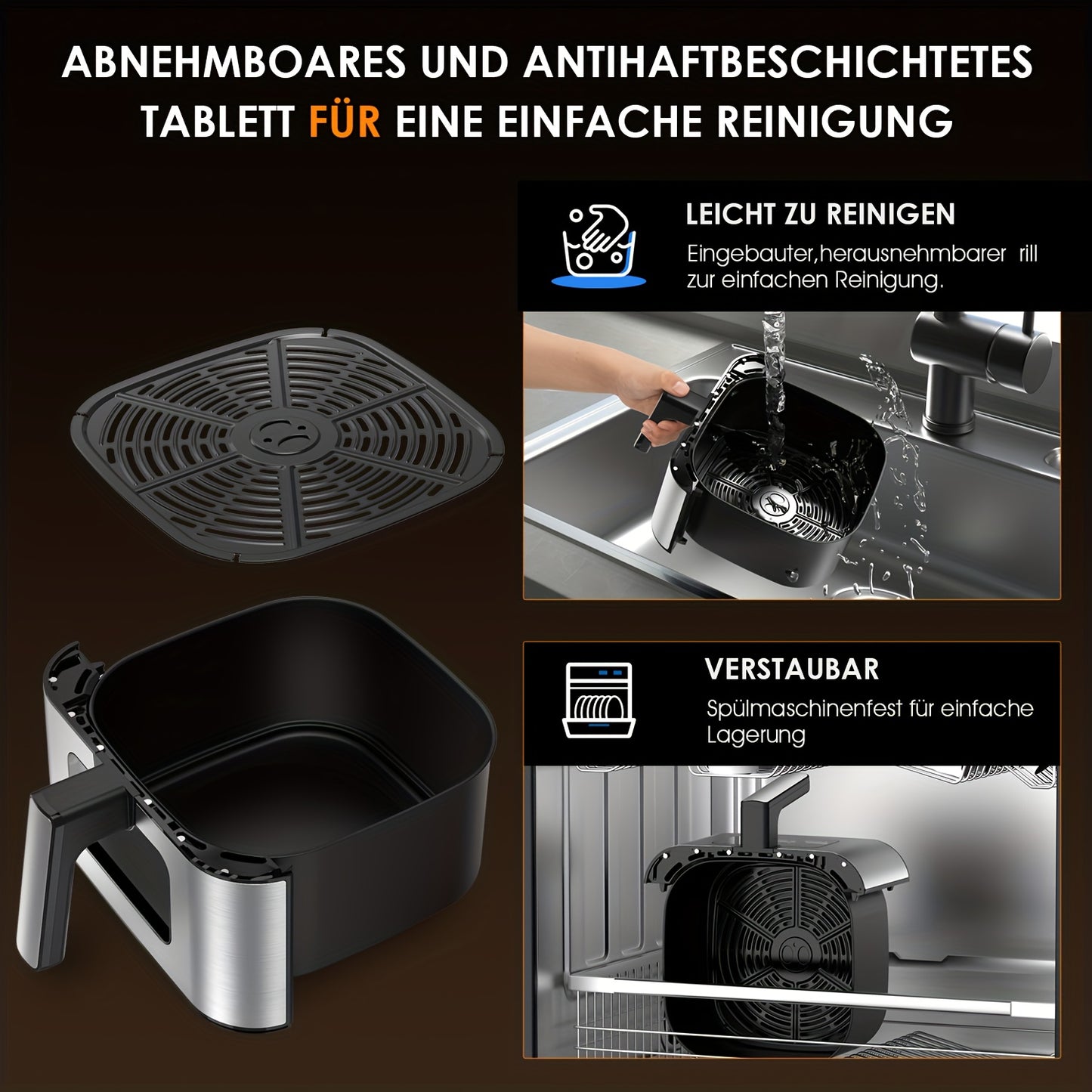 Friggitrice ad Aria 9L Oyajia con Finestra - Air Fryer 10-in-1 Acciaio Inox 304 da 1500W