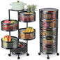 5-Tier Metal Kitchen Trolley Cart with 360° Wheels - Rolling Storage Organizer