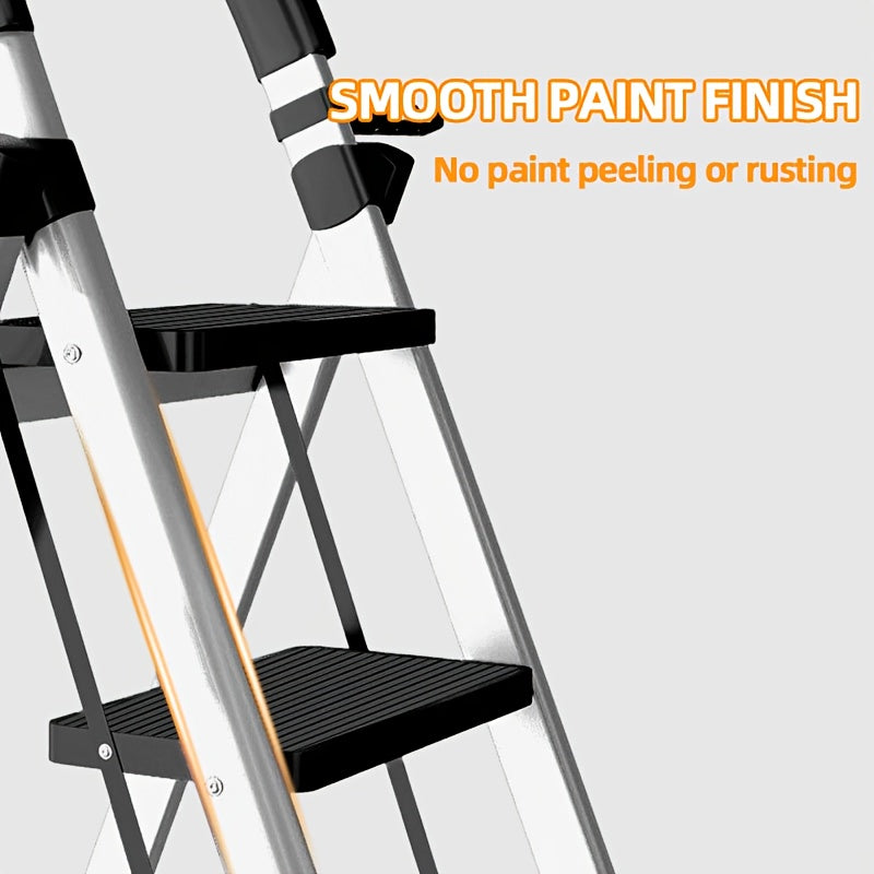 Scala Pieghevole 3-6 Gradini in Metallo | Antiscivolo, Robusta e Portatile per Casa e Officina