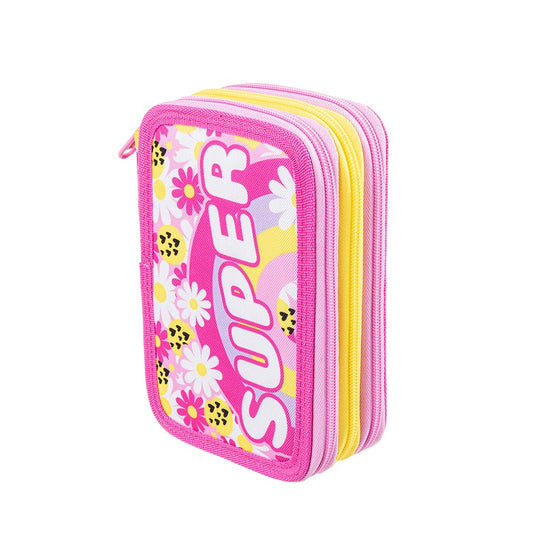 Astuccio Scuola 3 Scomparti Pryma con 18 Pennarelli Giotto - 21x12.5x7cm