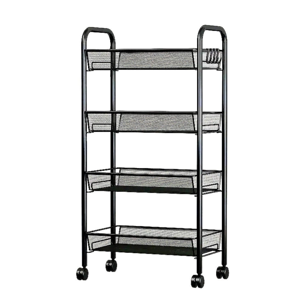 Carrello 4 Ripiani con Ruote Girevoli 360° - Capacità 40kg - Ripiani Regolabili per Cucina Bagno Ufficio