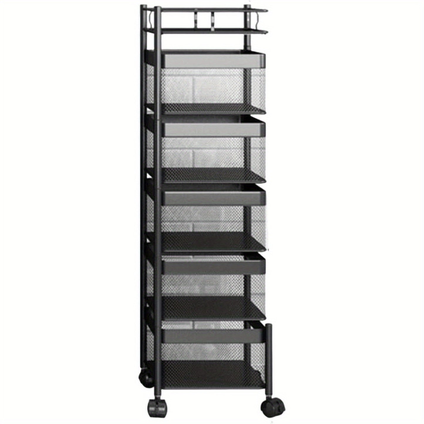 Carrello Portaoggetti Mobile 5 Ripiani in Acciaio al Carbonio - Scaffale Salvaspazio con Ruote per Cucina, Bagno, Soggiorno