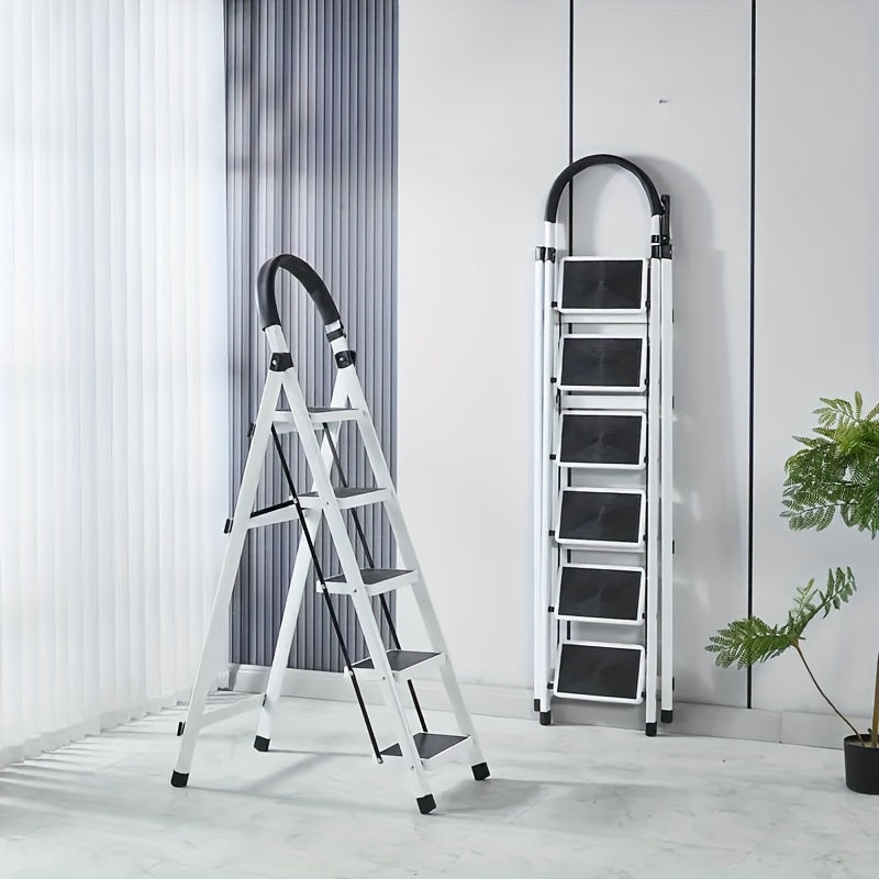 Scala Pieghevole 3-6 Gradini in Metallo | Antiscivolo, Robusta e Portatile per Casa e Officina