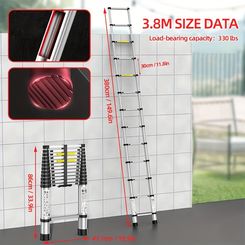 Scala Telescopica Pieghevole 3.8m in Acciaio Inox - Portata 150kg Brstheco