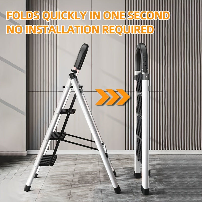 Scala Pieghevole 3-6 Gradini in Metallo | Antiscivolo, Robusta e Portatile per Casa e Officina