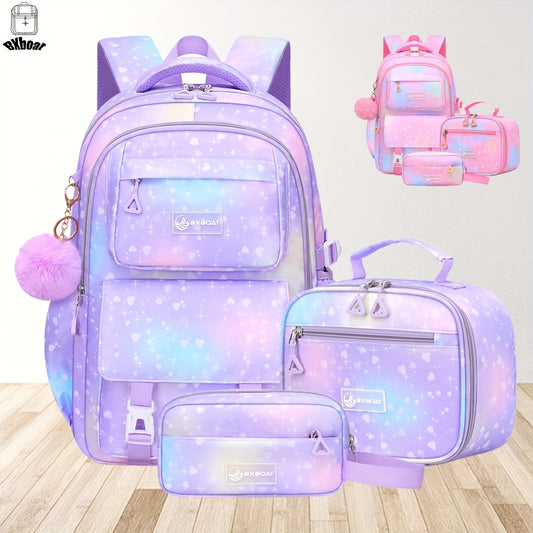 Set Zaino Casual 3 Pezzi Gradient Color - Zaino Laptop 40.64cm con Tasche Multiple per Campus e Viaggio