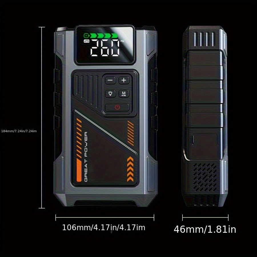 Avviatore Emergenza Auto 12000mAh 6000A con Compressore Aria 150PSI - Jump Starter Power Bank 12V con Display LCD per Auto e Moto