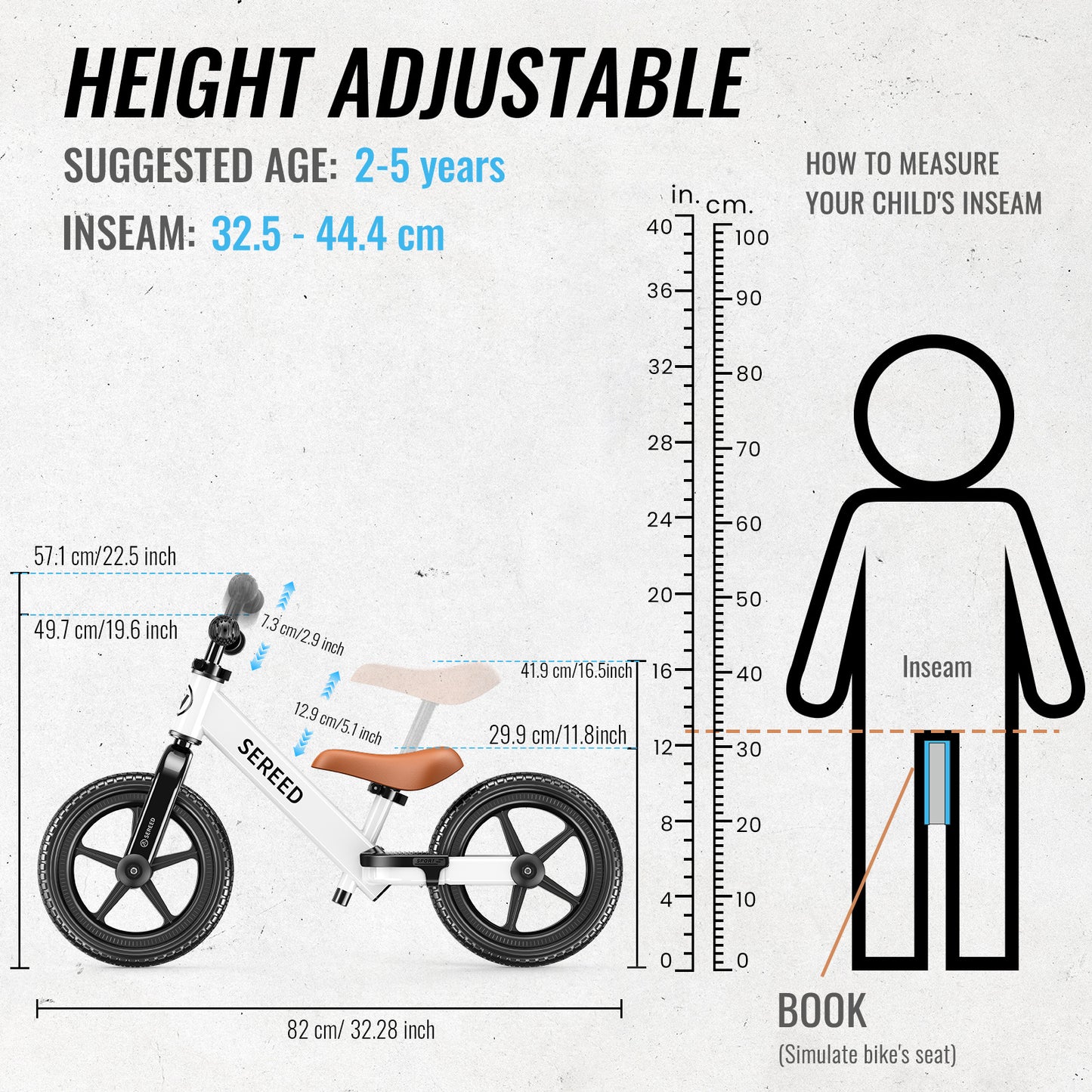 SEREED Balance Bike, 2025 Upgrade Toddler Balance Bike for 2-5 Years Old Boys & Girls, No Pedal Kids Bicycle Toys, Tool-Free Adjustment, Customize Plate with Stickers,