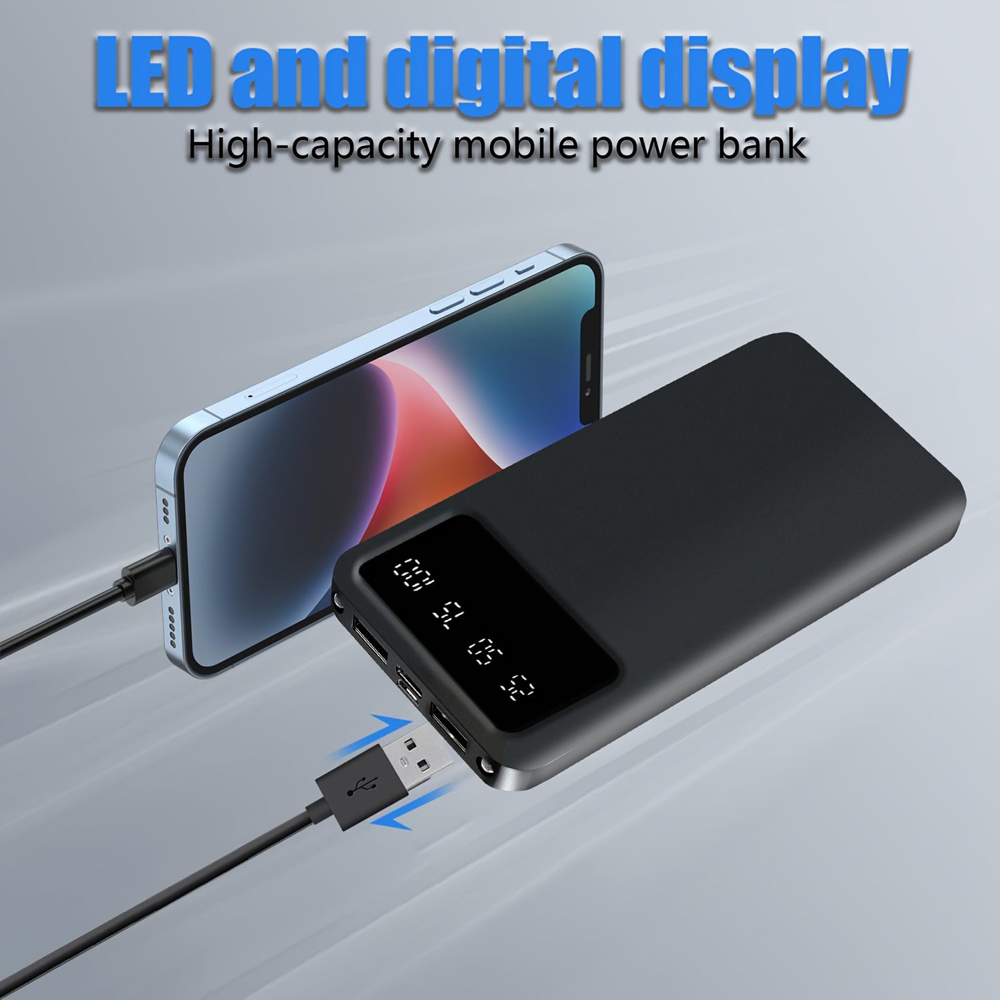 Power Bank 20000mAh HXEternal con Display LED Digitale - Caricabatterie Portatile Dual USB Type-C per iOS e Android