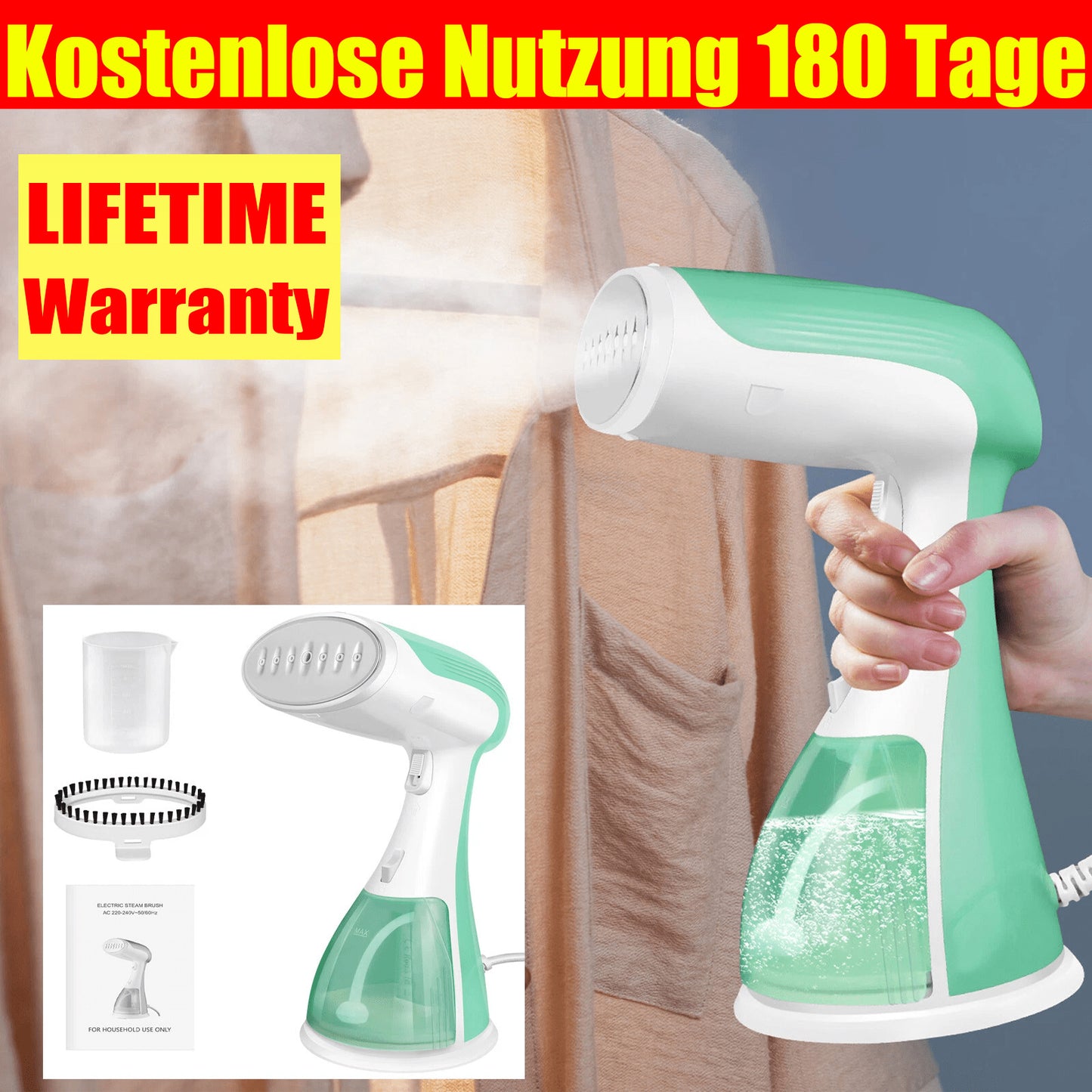 Ferro da Stiro a Vapore Portatile DAYPLUS 1500W - Stiratrice Verticale da Viaggio con Serbatoio 300ml