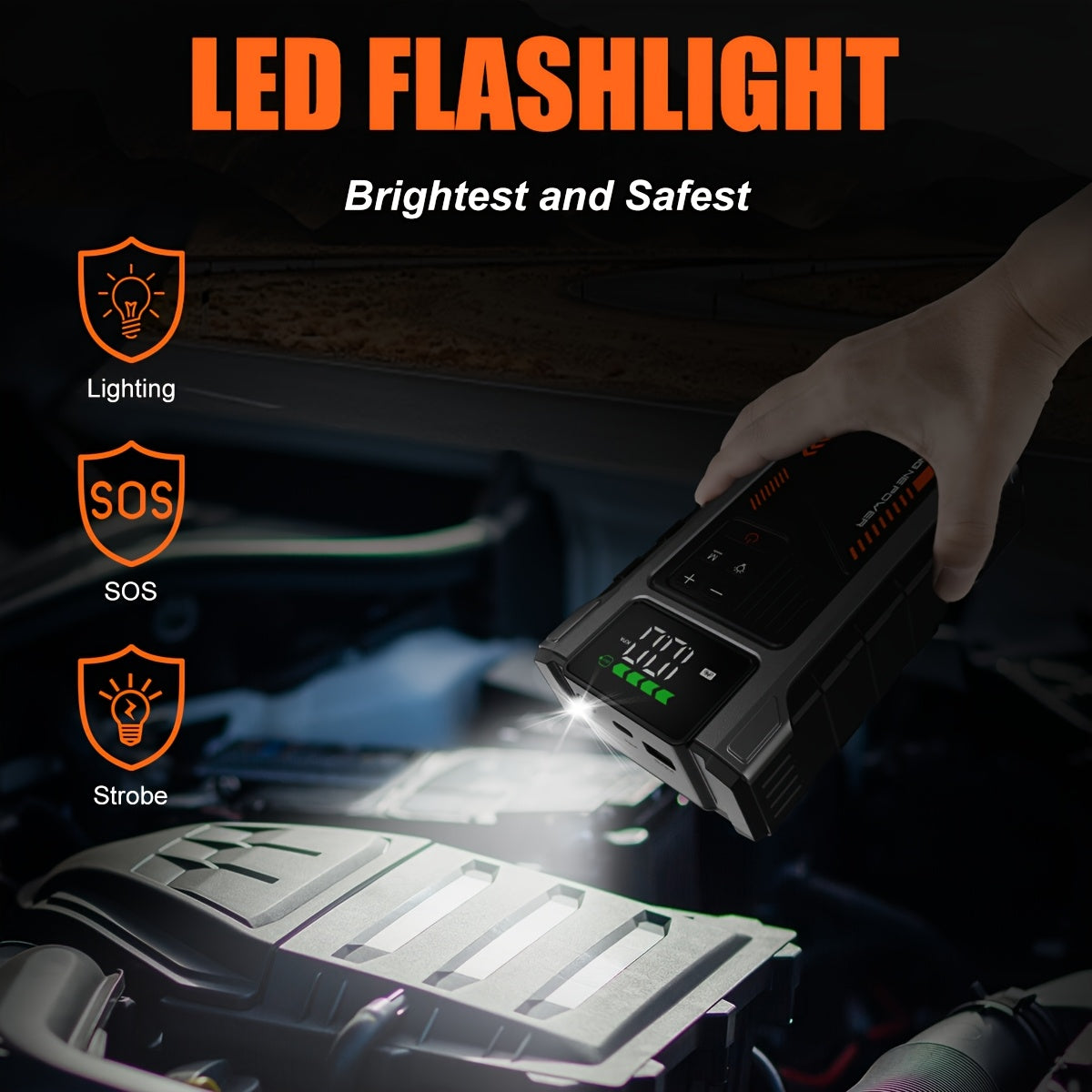 Avviatore Emergenza Auto 12000mAh 6000A con Compressore Aria 150PSI - Jump Starter Power Bank 12V con Display LCD per Auto e Moto