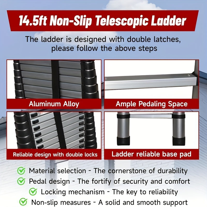 Scala Telescopica Pieghevole 3.8m in Acciaio Inox - Portata 150kg Brstheco