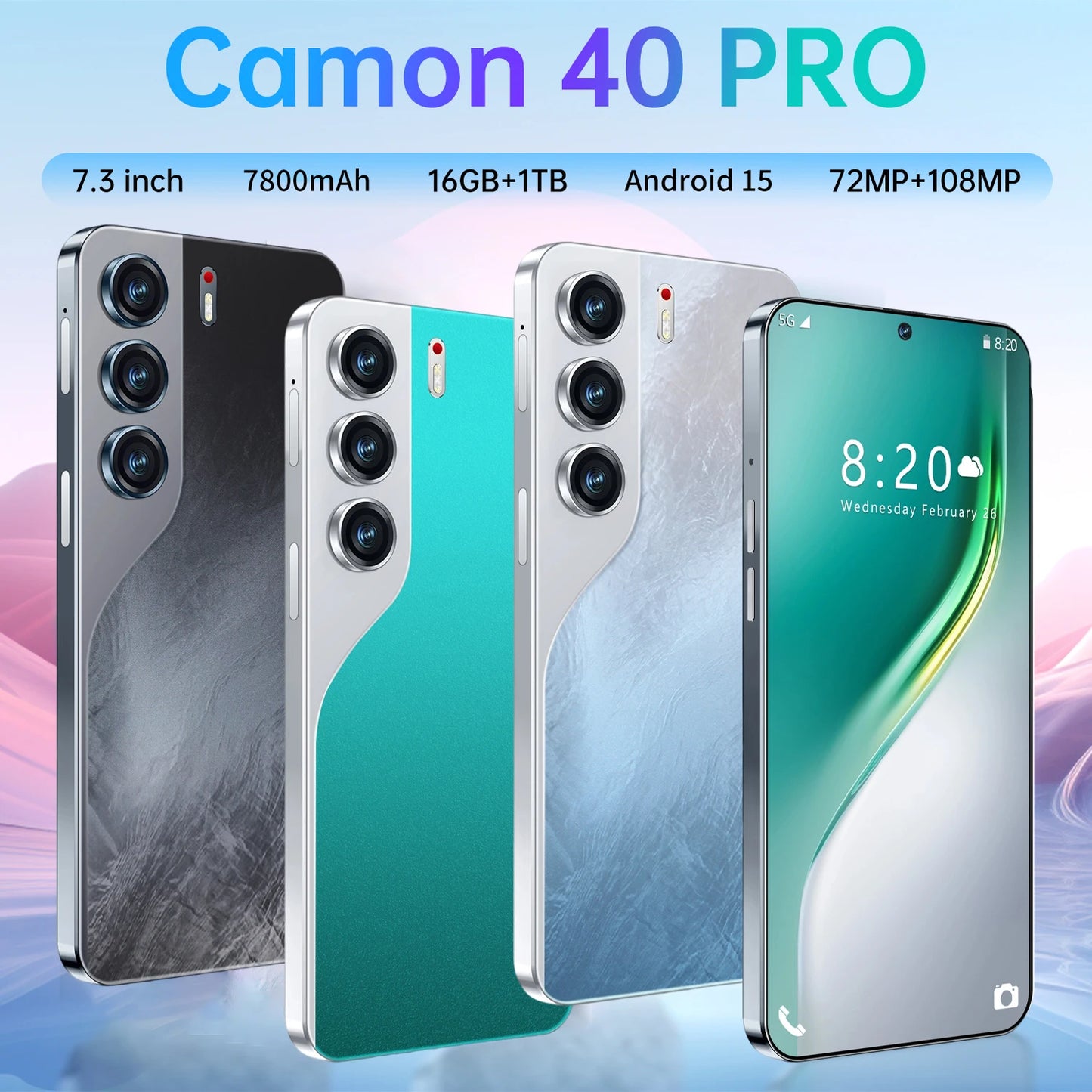 Camon 40 Pro HOT 2025 Tablet originale da 7,3 pollici HD 4K Android 15 22GB + 2TB 7800mAh Batteria 4G 5G Doppia scheda SIM WiFi GPS Google
