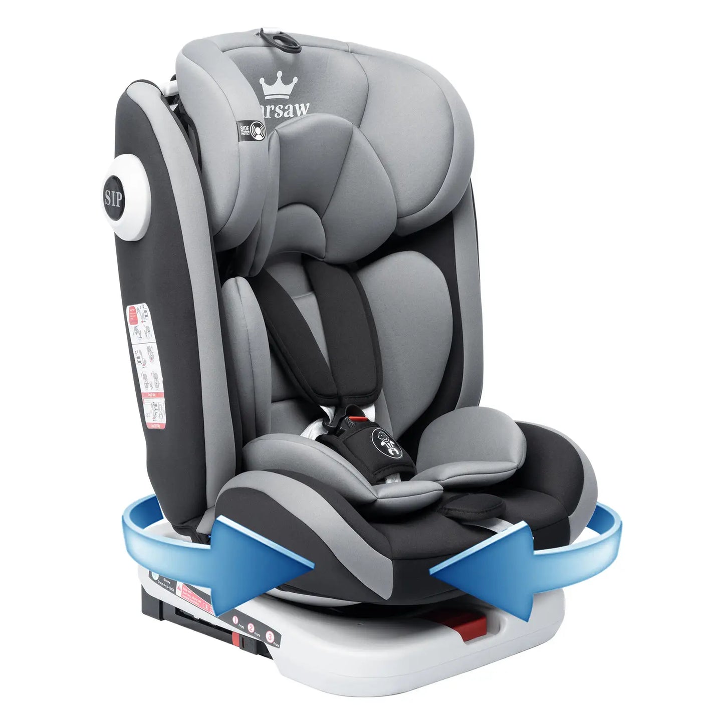 Seggiolino Auto Girevole 360° ISOFIX 0-12 Anni (9-36 kg) - Cintura 5 Punti ECE R44/04