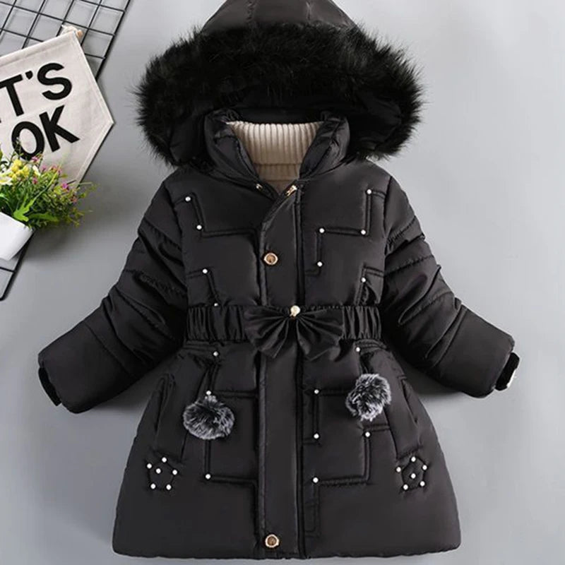 Big Size Winter Girls Jackets Keep Warm Thicken Christmas Coat Autumn Hooded Zipper Waterproof Outerwear Kids Clothes 3-12 Years