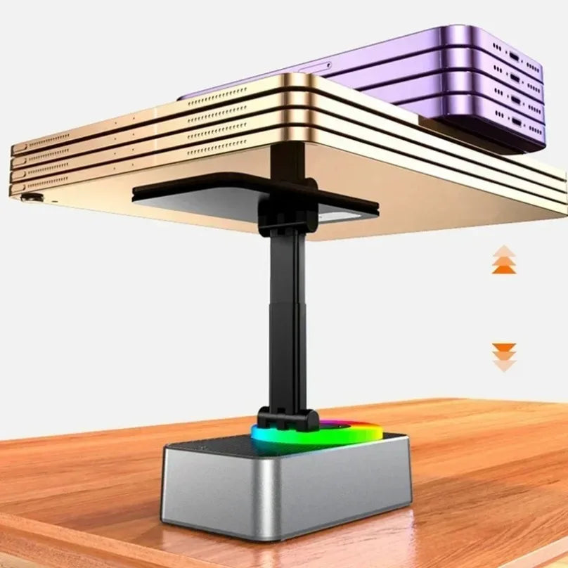 Altoparlante Bluetooth wireless Supporto per telefono cellulare da tavolo 5 in 1 Carica portatile per banca di potere per cucina, viaggi, feste, palestra all'aperto