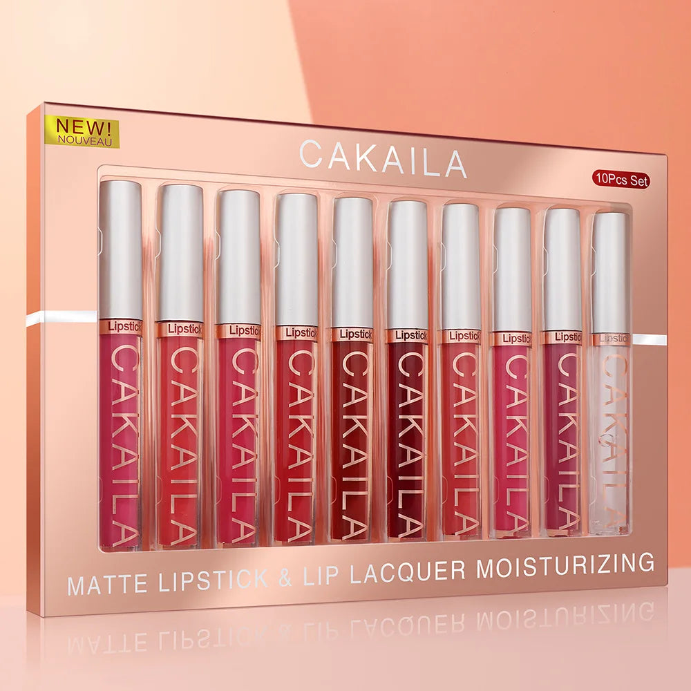 Nude Lip Gloss Rossetto 10 pz/set Nude Lip Gloss Rossetto Velluto Opaco Impermeabile Rossetto Liquido A Lunga Durata Donne Lip Umido Tinta