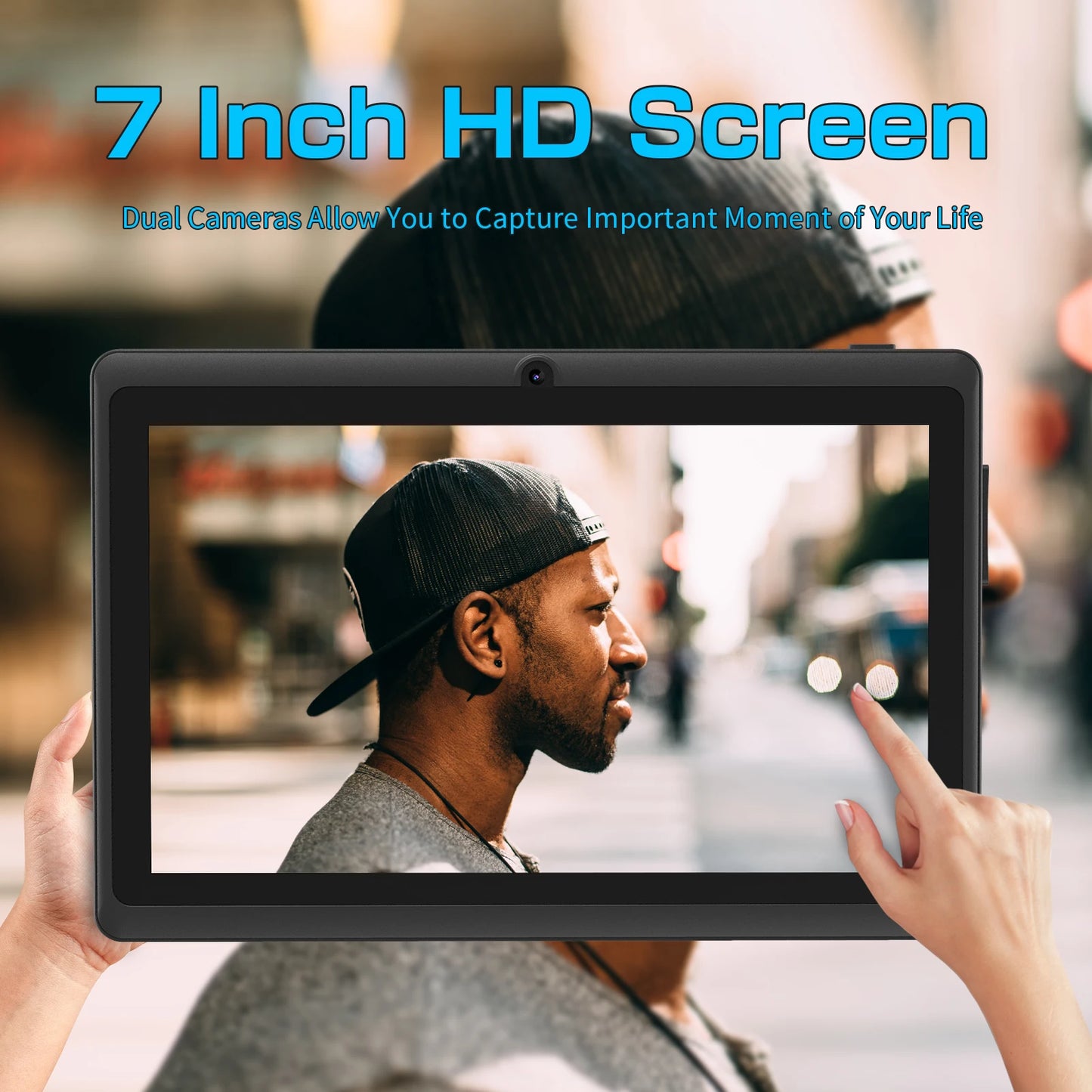 Pritom 7 Inch Tablet PC, Android 13 Quad Core, 4GB(2+2GB Virtual) RAM 32GB ROM, WiFi, Dual Camera, USB C, with Leather Case