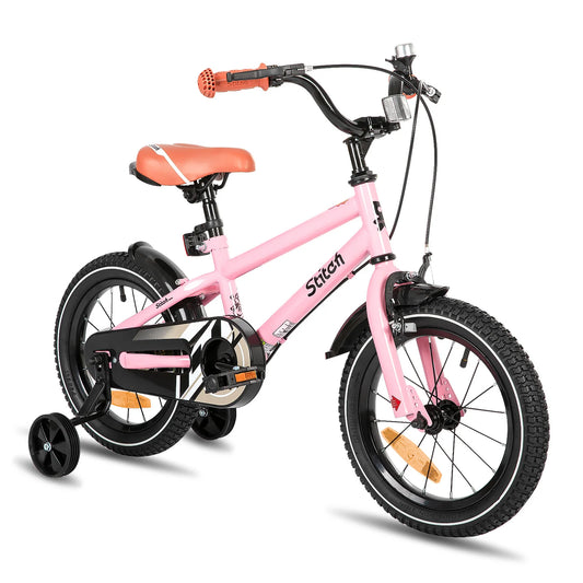 STITCH Kinderfahrrad für 3-9 Jahre Mädchen & Jungen, 14/16/18 Zoll Kinderfahrrad mit Stabilisatoren & Handbremsen