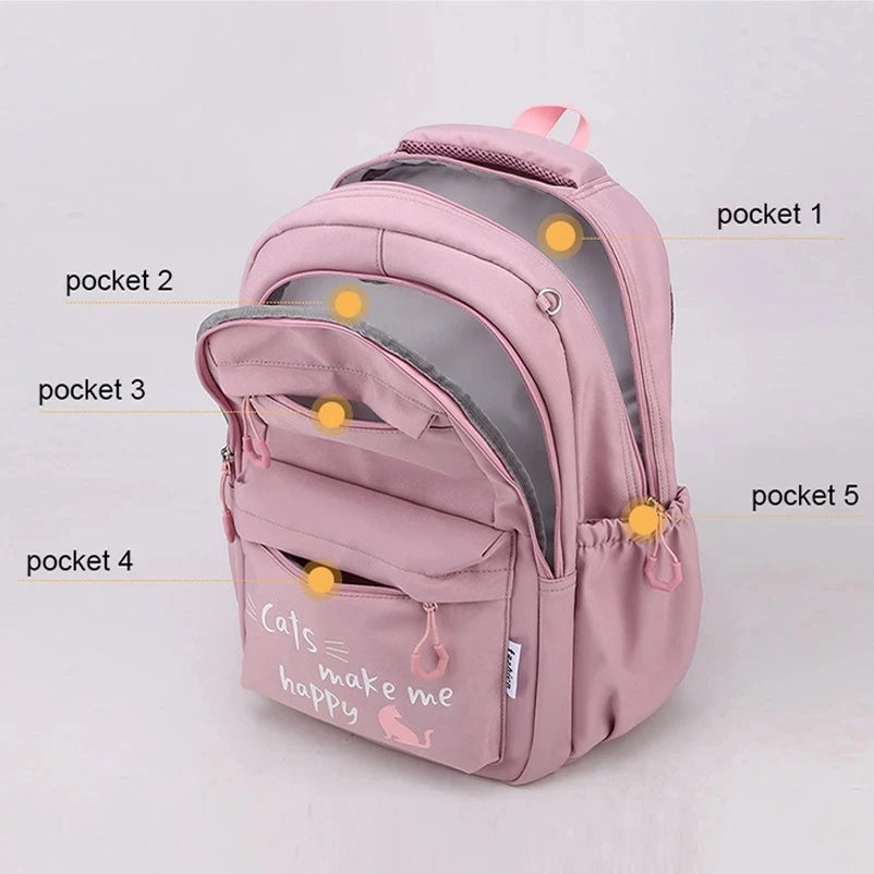Zaino Scuola Ragazze Impermeabile - Cartella Mochila con Stampa Moda per Adolescenti