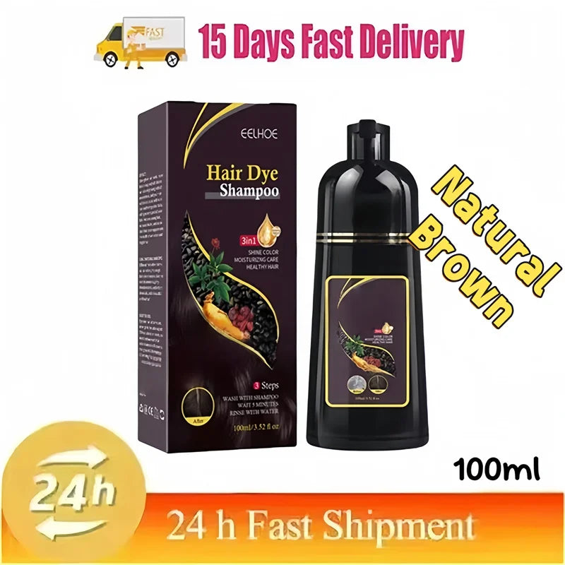 Hair Color Shampoo for Gray Hair 3 in 1 Black Hair Dye Shampoo for Women&Men Natural Herbal Safety Nourishing Hair Care Cream