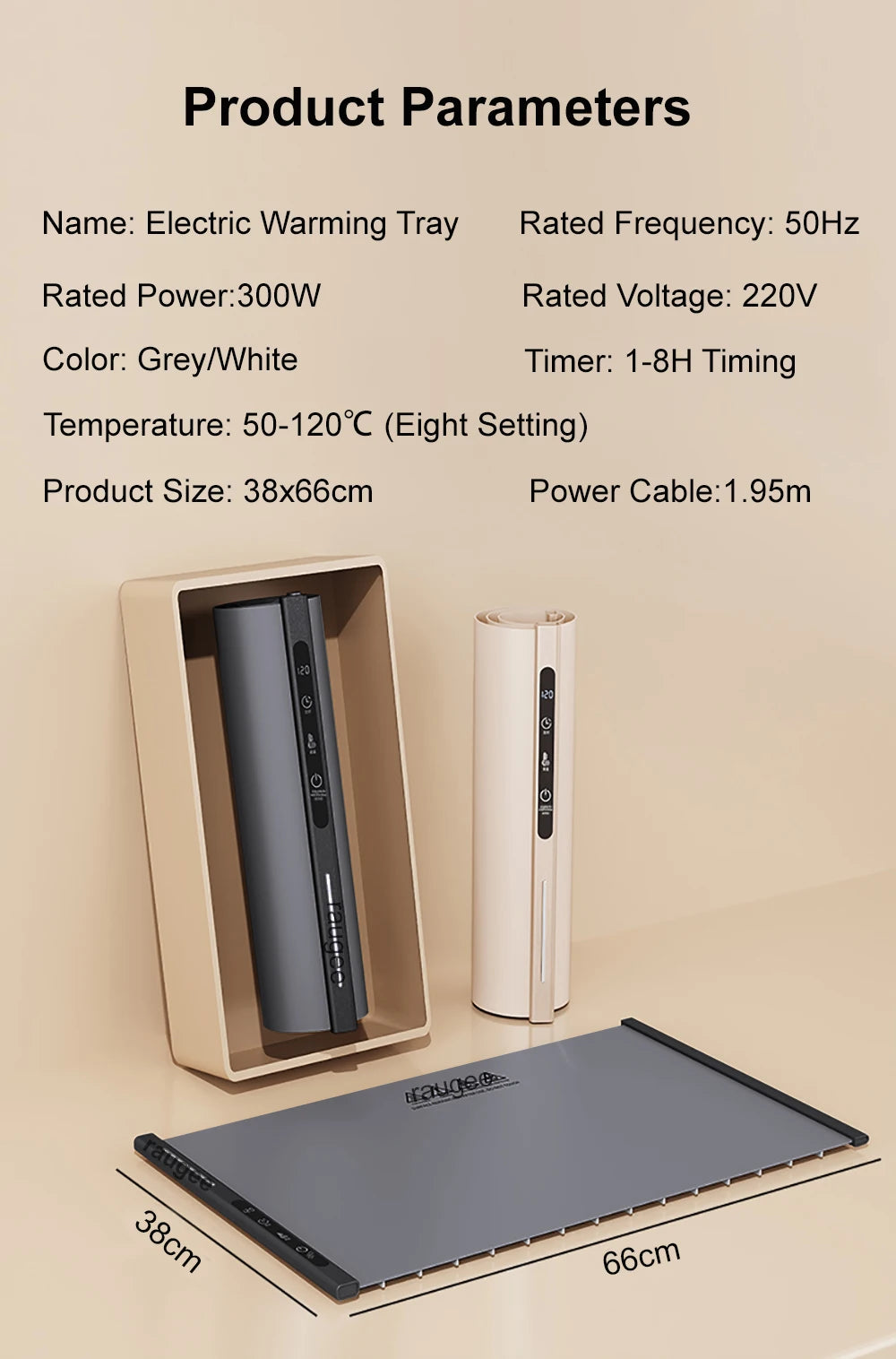 Piastra Scaldavivande Elettrica Pieghevole - 8 Livelli di Temperatura Regolabili