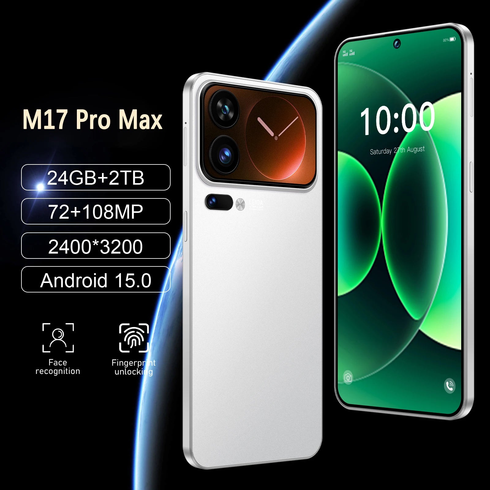 MI17 Pro Max 5G – Batteria 7800mAh, Dual SIM, Versione Global 2026
