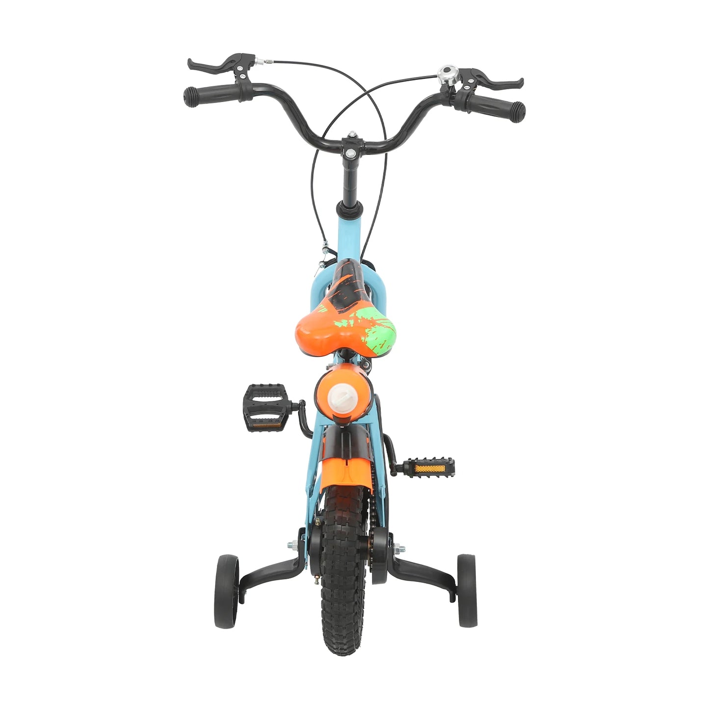 12 Inch Kids Bike Adjustable Beginner Children's Bicycle Load 50kg w/Training Wheels + Water Bottle for 2-5 Year Old, Blue/White