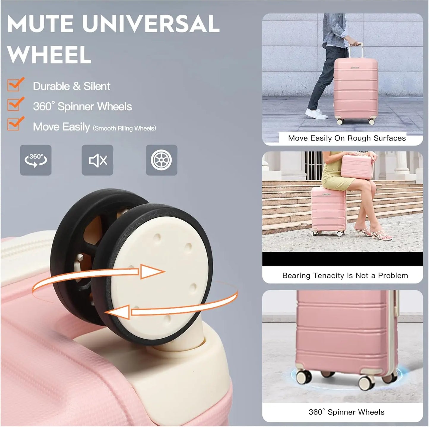 Joyway Set di valigie da viaggio, elegante set di valigie da viaggio a quadri, robusto e durevole, resistente ai graffi, lucchetto TSA, ruote girevoli