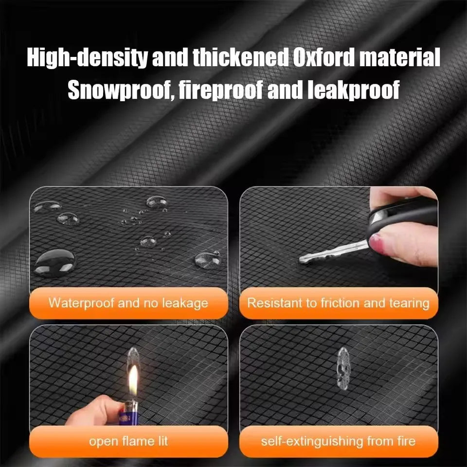 Car Half Cover Snow Shield 5 Magnetic Strips Thickened Waterproof UV Protection Sun Shade with Reflective Strips & Straps Auto E