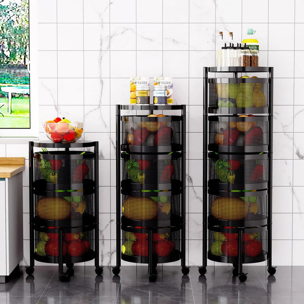 Tier Rotating Storage Shelves Rack Fruit and Vegetable Storage Baskets Removable Basket Shelf Organizer For Kitchen