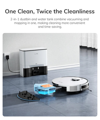 ILIFE A30 PRO 5000Pa Suction, Robot Vacuum and Mop Combo, Self emptying, 60 day capacity, App/remote, 180 minute running time