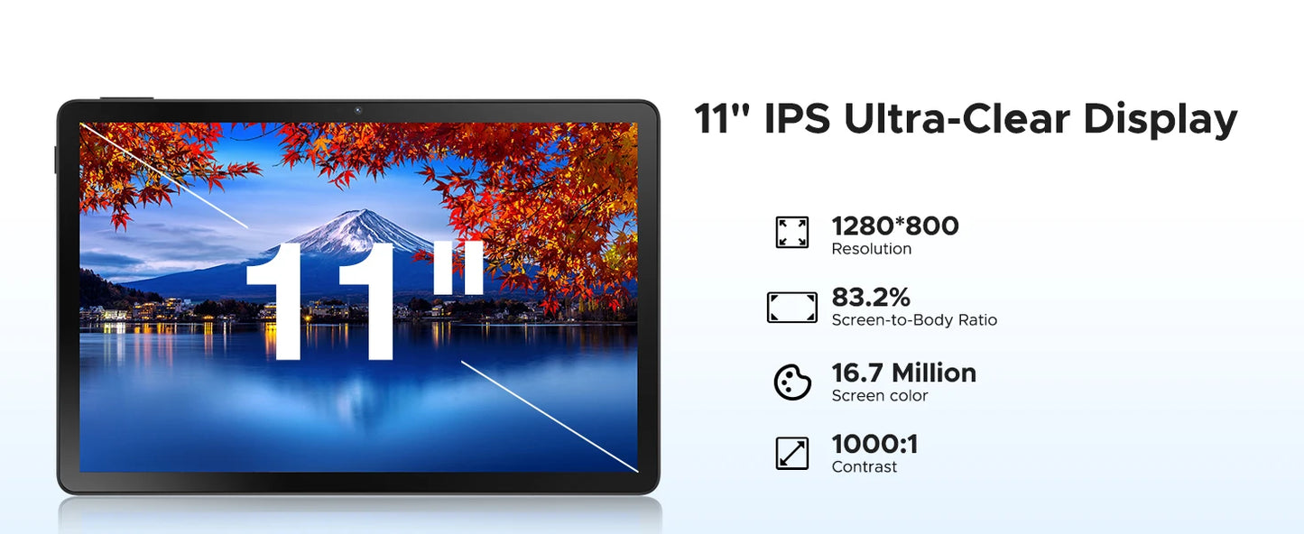 Tablet Android 15 da 11 Pollici - Display 90Hz, 30GB RAM, 256GB ROM, Batteria Potente