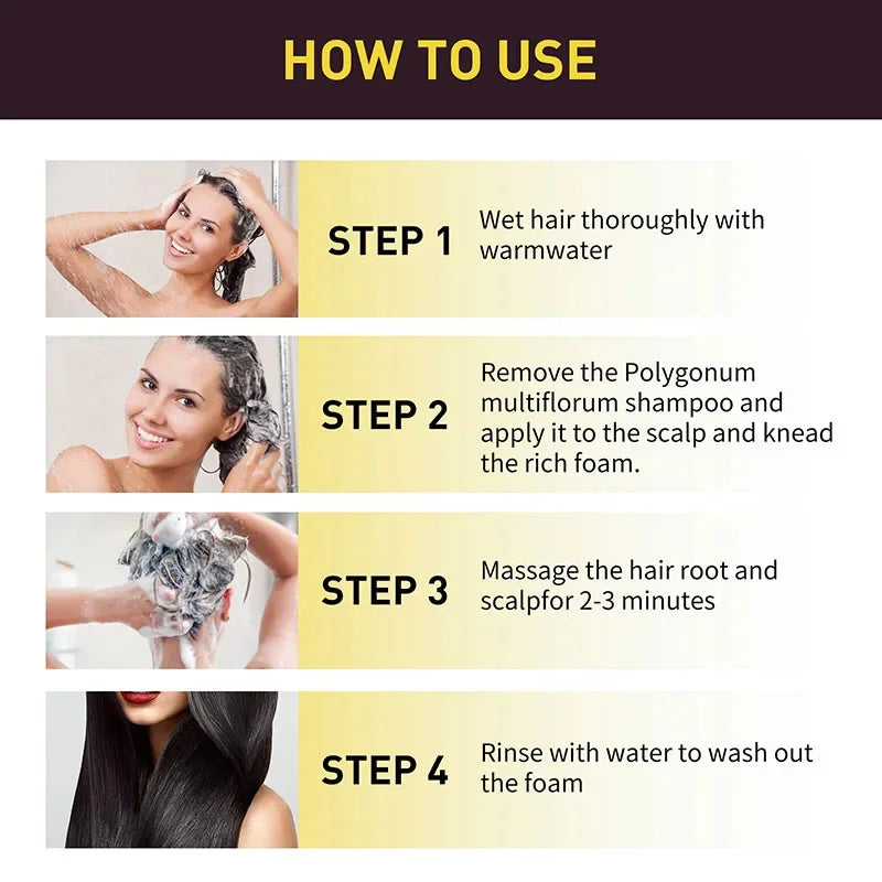 Hair Color Shampoo for Gray Hair 3 in 1 Black Hair Dye Shampoo for Women&Men Natural Herbal Safety Nourishing Hair Care Cream