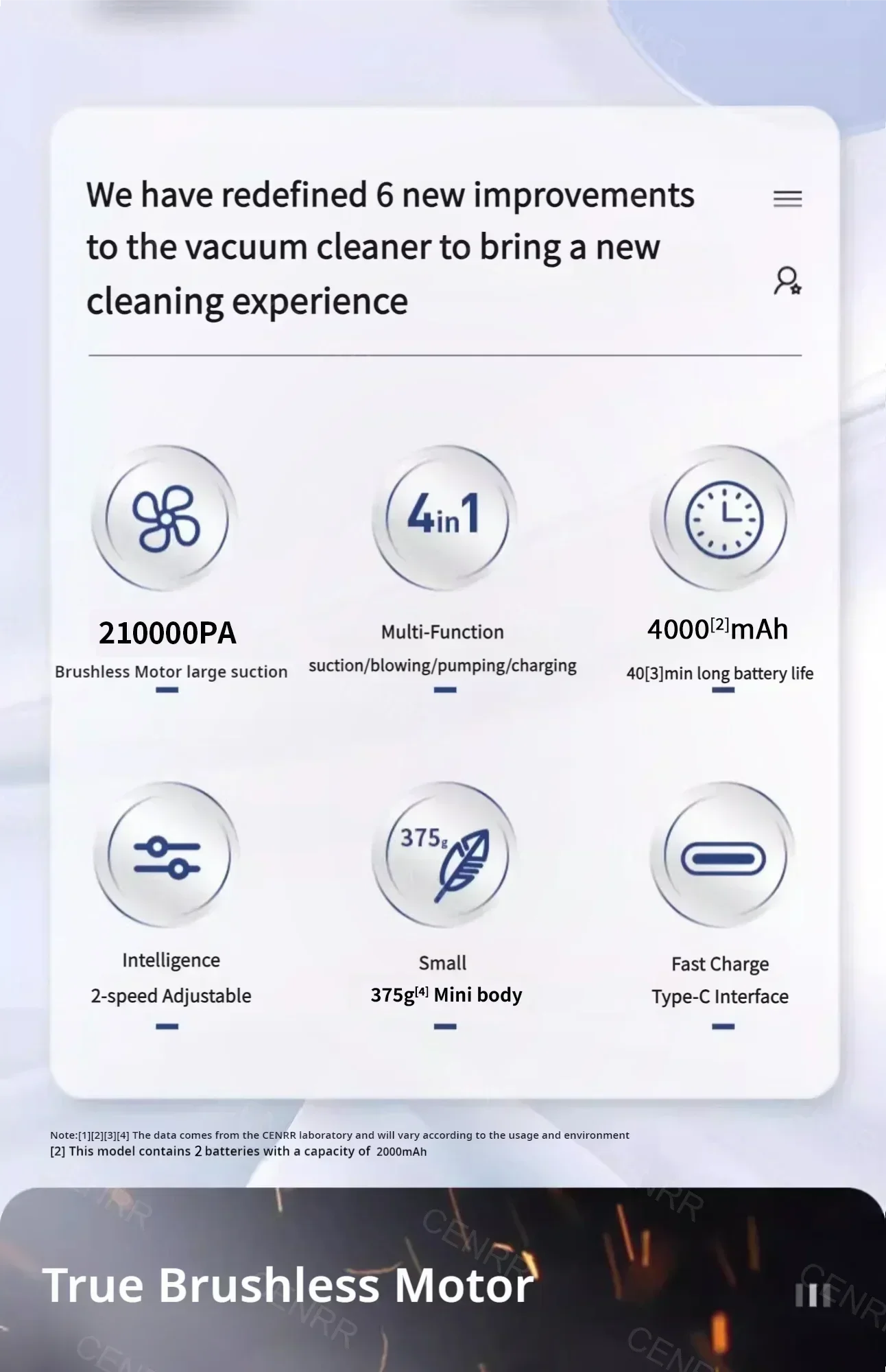 Mini Aspirapolvere per Auto Portatile Senza Fili 210000PA – Potente Aspiratore Cordless con Filtro HEPA