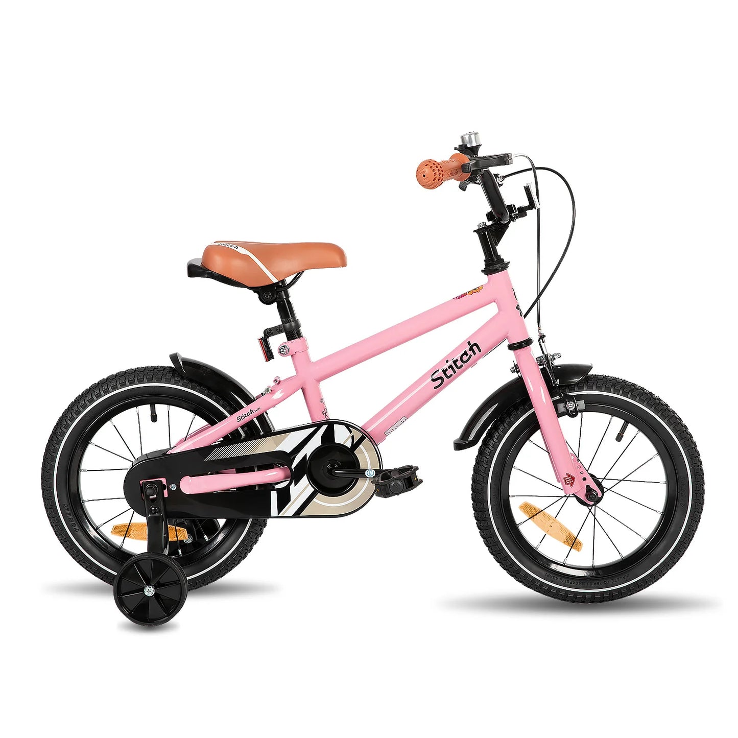STITCH Kinderfahrrad für 3-9 Jahre Mädchen & Jungen, 14/16/18 Zoll Kinderfahrrad mit Stabilisatoren & Handbremsen