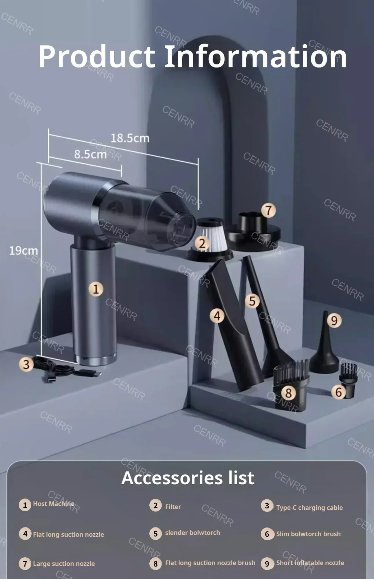 Mini Aspirapolvere per Auto Portatile Senza Fili 210000PA – Potente Aspiratore Cordless con Filtro HEPA