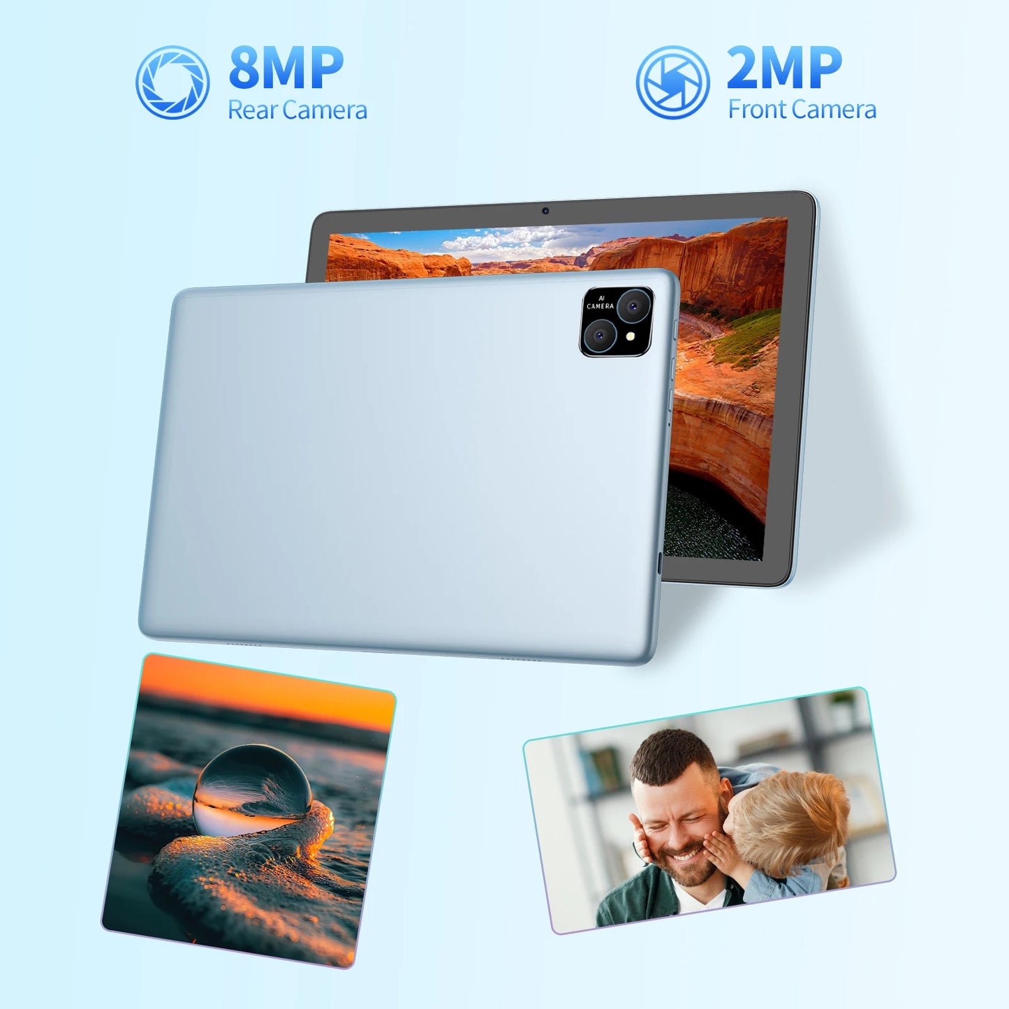 PRITOM 10.1 Inch 2-in-1 Android 15 Tablet with Keyboard, 8GB RAM (4+4), 128GB Storage, 1TB Expandable, 8000mAh Battery