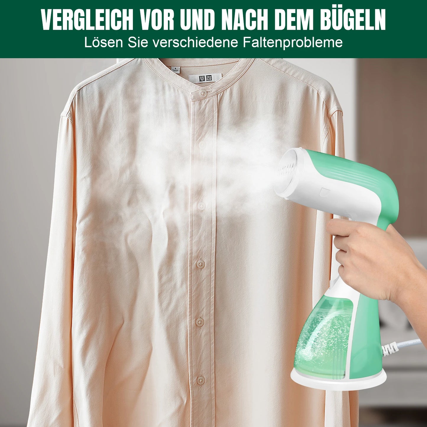 BRIEFNESS 2000W Handheld Steamer for Clothes, 30s Heat-up, Portable Garment Wrinkle Remover, Travel/Home Use, Fast Steam Iron