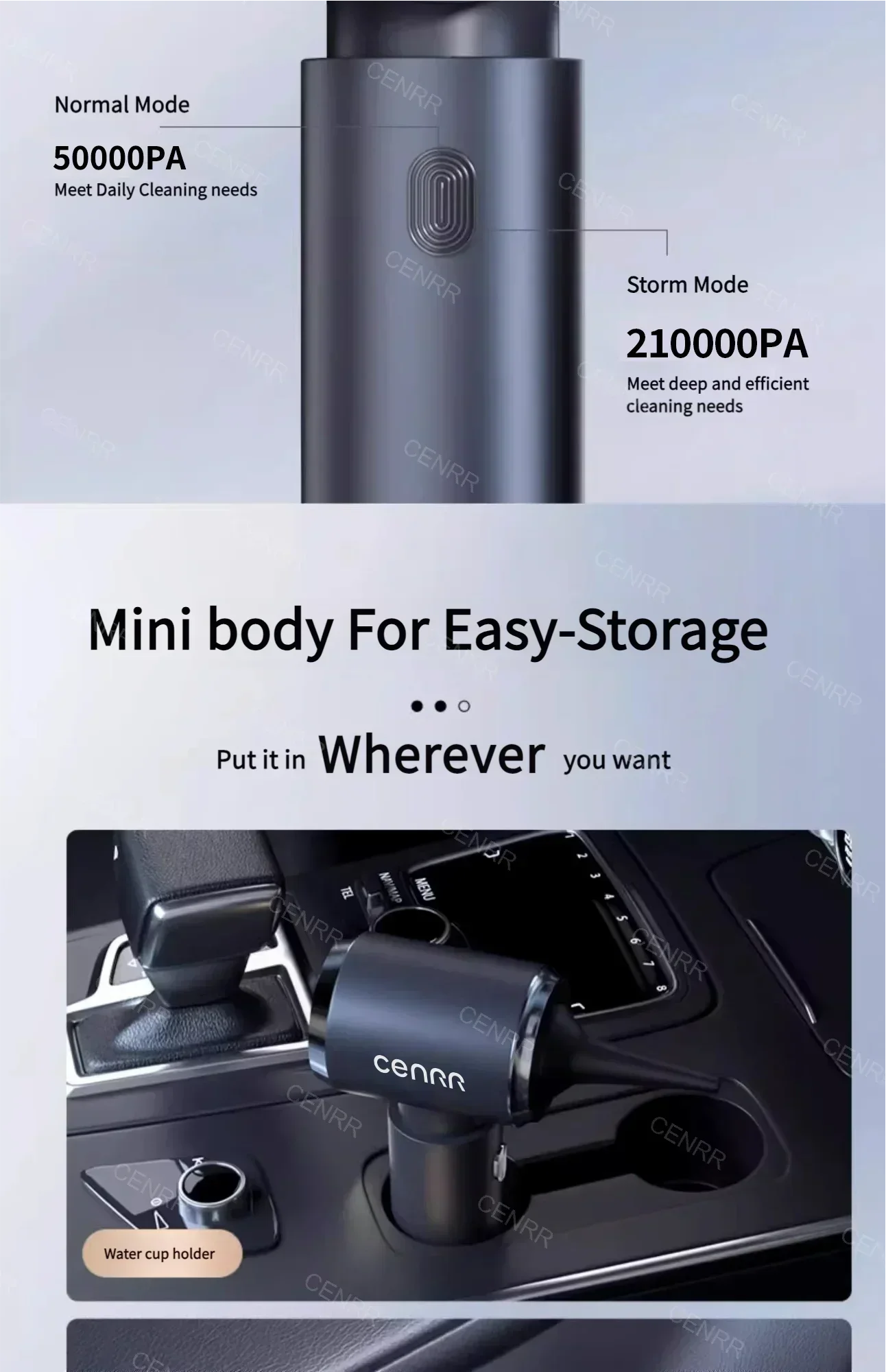 Mini Aspirapolvere per Auto Portatile Senza Fili 210000PA – Potente Aspiratore Cordless con Filtro HEPA