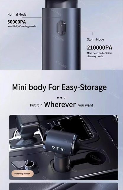 Mini Aspirapolvere per Auto Portatile Senza Fili 210000PA – Potente Aspiratore Cordless con Filtro HEPA