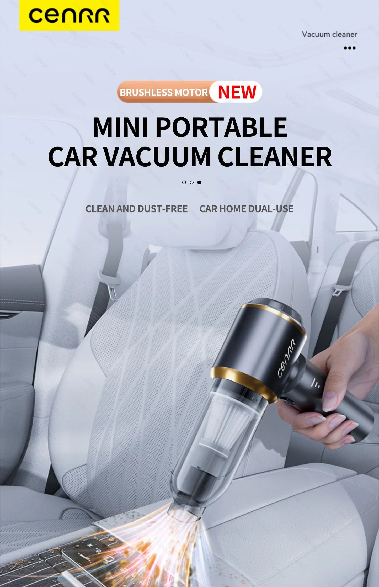 Mini Aspirapolvere Portatile Cordless per Auto e Casa – Potente, Senza Fili, con Filtro HEPA