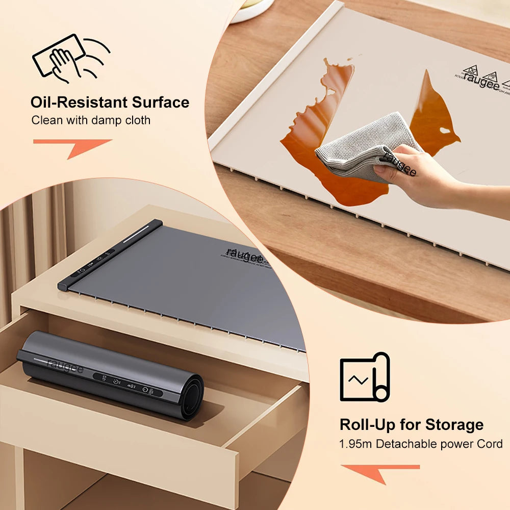 Piastra Scaldavivande Elettrica Pieghevole - 8 Livelli di Temperatura Regolabili