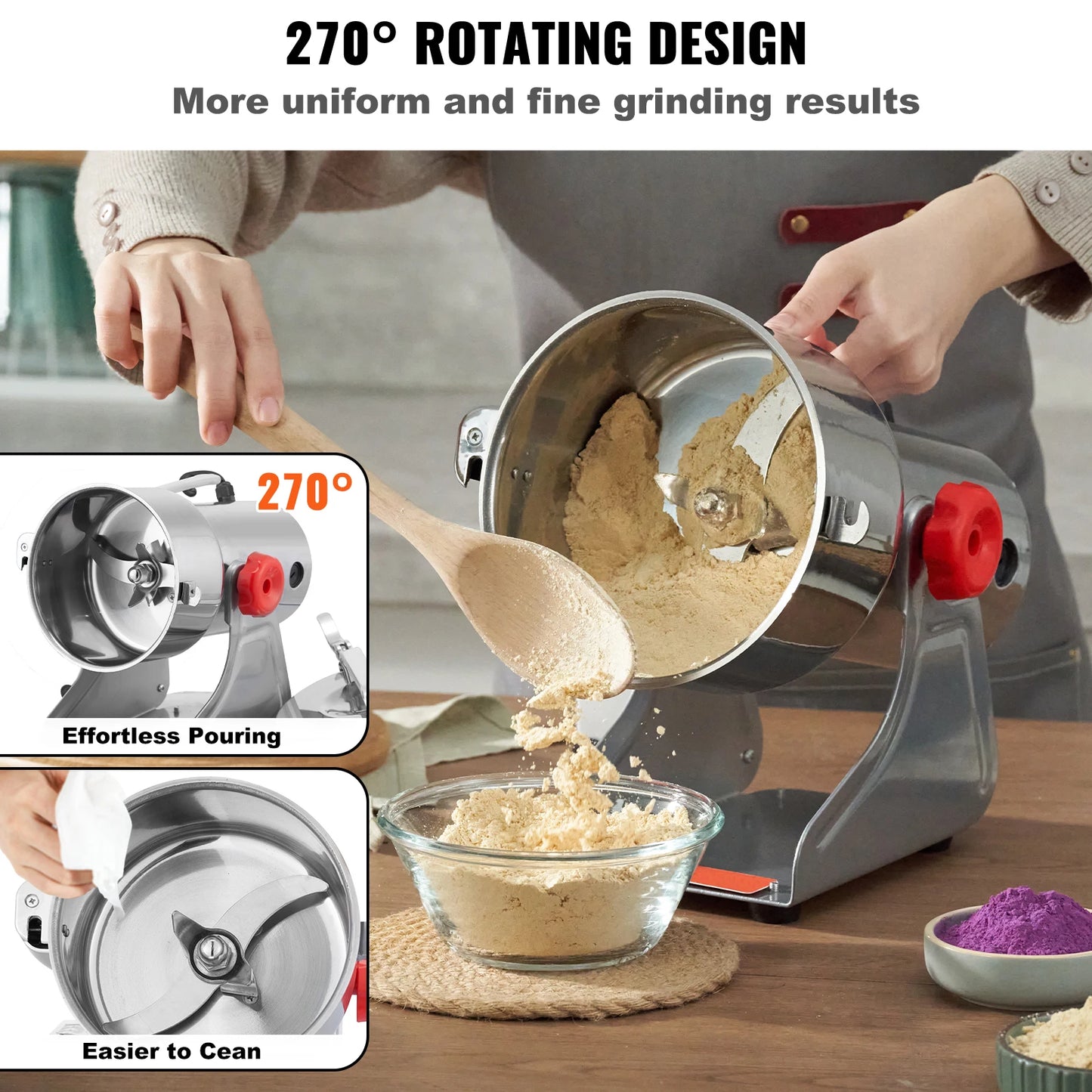 SucceBuy 150-2500g Macinacaffè Elettrico Macinacaffè Altalena Commerciale Macinacaffè per Erbe Secche Grani Spezie Cereali Caffè Mais