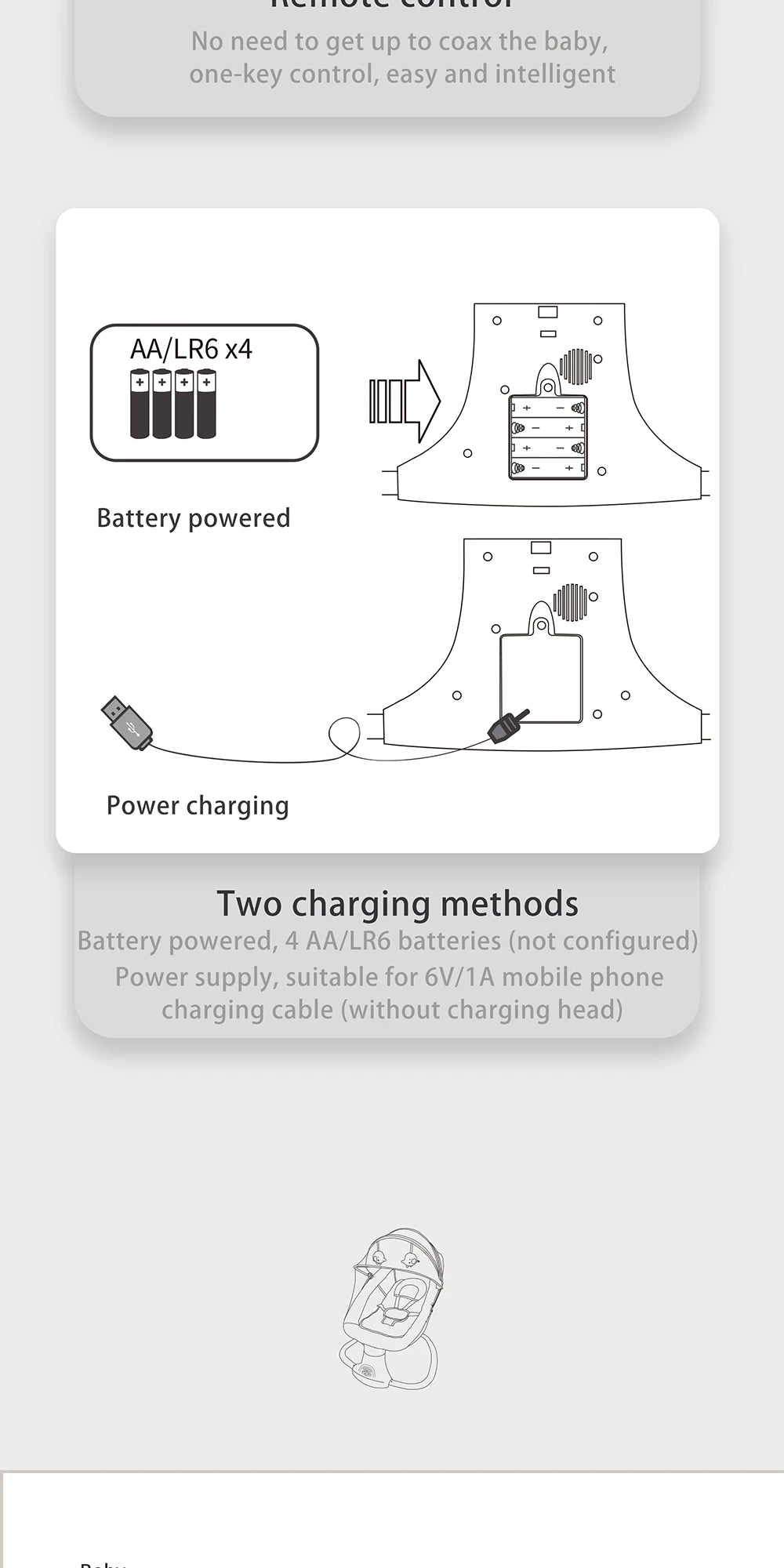 Culla Elettrica Bluetooth con Zanzariera - Sedia a Dondolo Multifunzionale per Neonati 0-36 Mesi