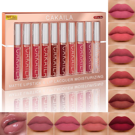 Nude Lip Gloss Rossetto 10 pz/set Nude Lip Gloss Rossetto Velluto Opaco Impermeabile Rossetto Liquido A Lunga Durata Donne Lip Umido Tinta