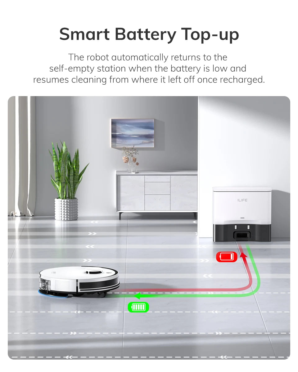 ILIFE A30 PRO 5000Pa Suction, Robot Vacuum and Mop Combo, Self emptying, 60 day capacity,  App/remote , 180 minute running time