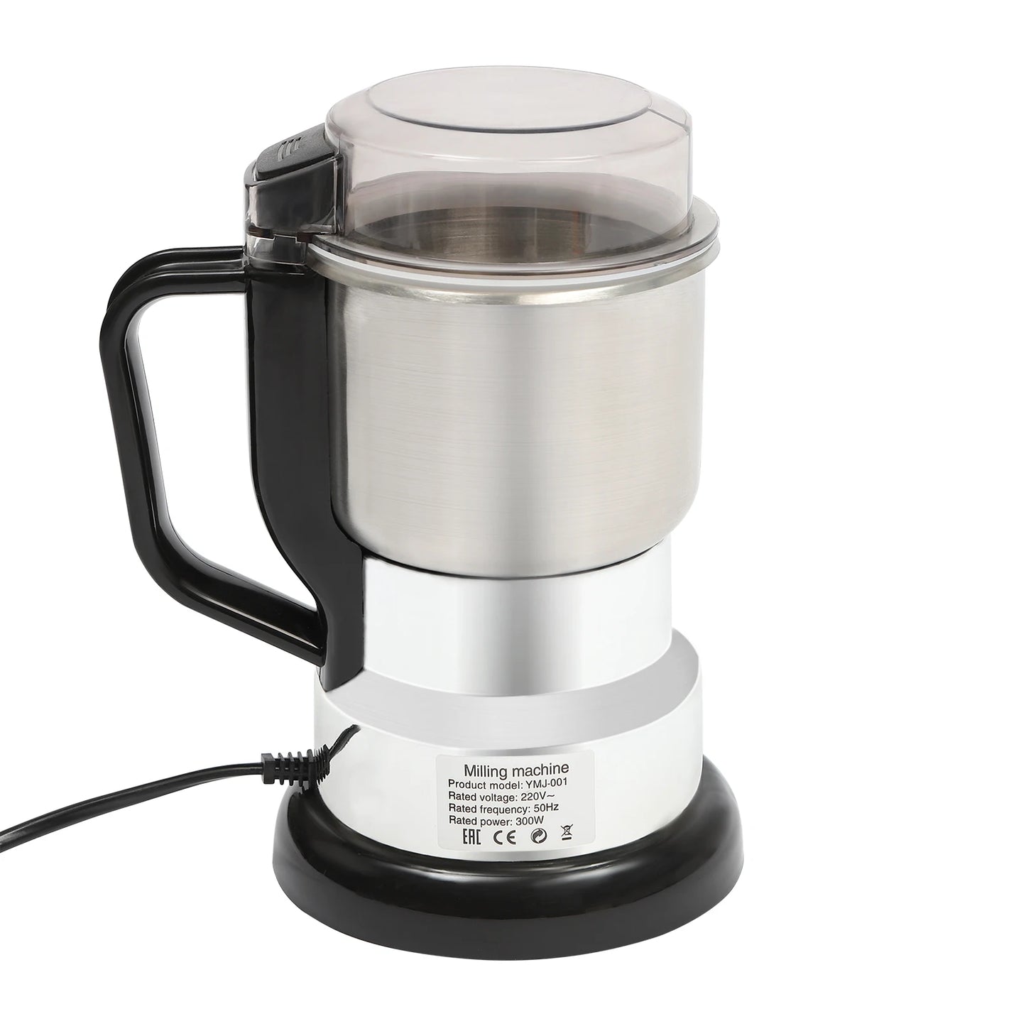 Macinacaffè Elettrico 300W, Macina Cereali e Spezie da 500ml con Cucchiaio e Spazzola, Base Antiscivolo per Casa e Snack Bar