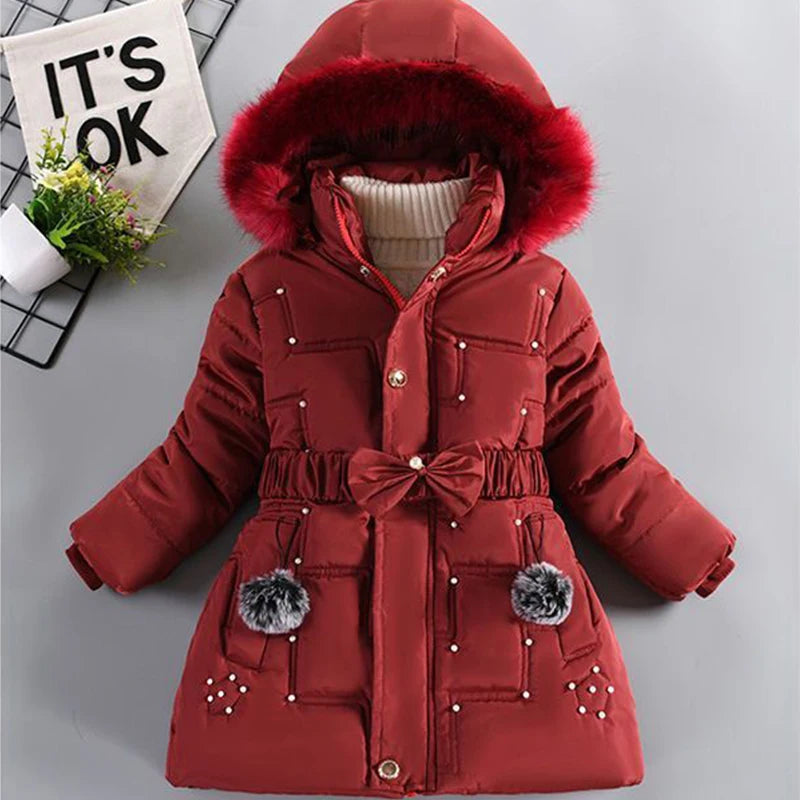 Big Size Winter Girls Jackets Keep Warm Thicken Christmas Coat Autumn Hooded Zipper Waterproof Outerwear Kids Clothes 3-12 Years